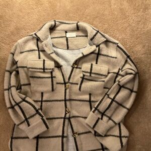 Z Supply Cream and Black Plaid Jacket